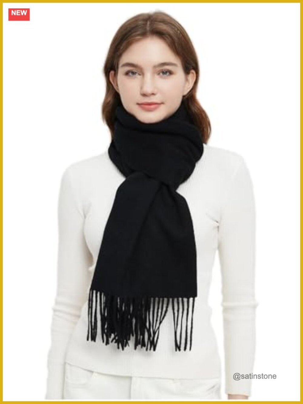 Wool Winter Scarf Wrap with Tassels Unisex Soft Warm 78 Inches Long